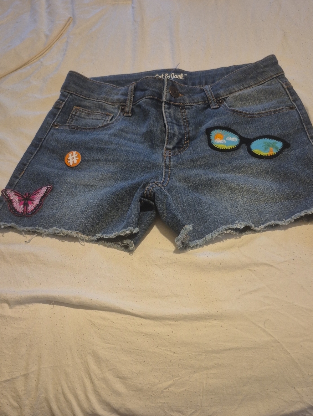 Cat & Jack Blue Denim Patch-Accent Women's Shorts